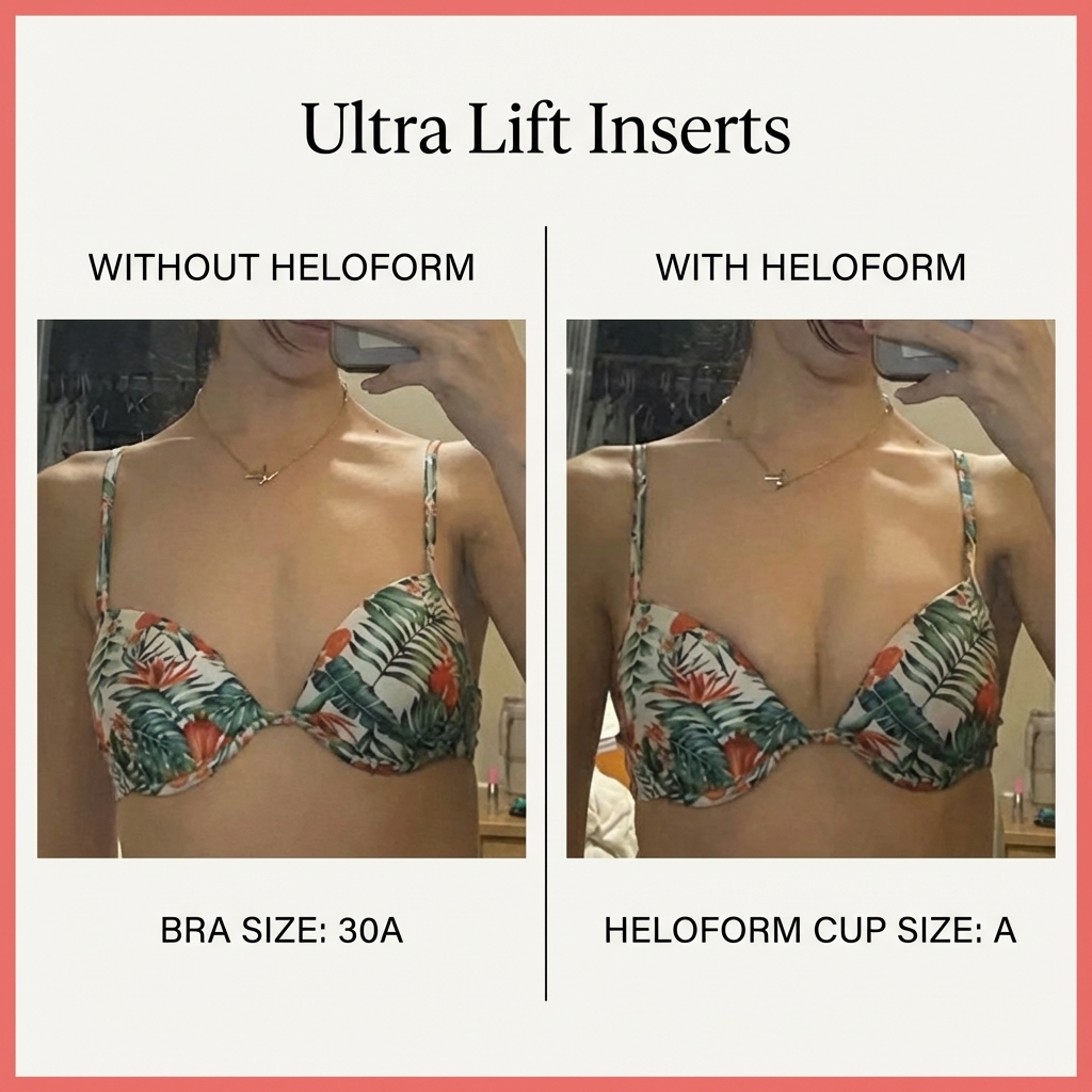 Heloform Ultra Lift Sticky Bra Inserts – Invisible Push Up, Strong Hold, Reusable