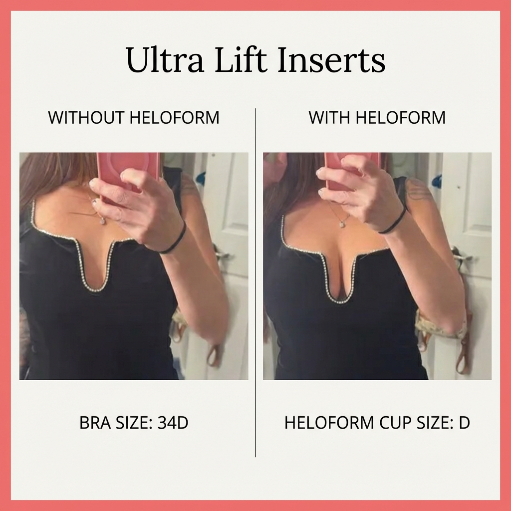 Heloform Ultra Lift Sticky Bra Inserts – Invisible Push Up, Strong Hold, Reusable